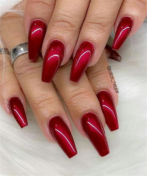 red chrome coffin nails